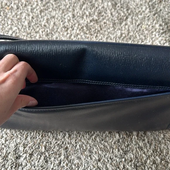 Ghurka Womens Navy Blue Adjustable Crossbody Leather Shoulder Bag Purse - Picture 10 of 15